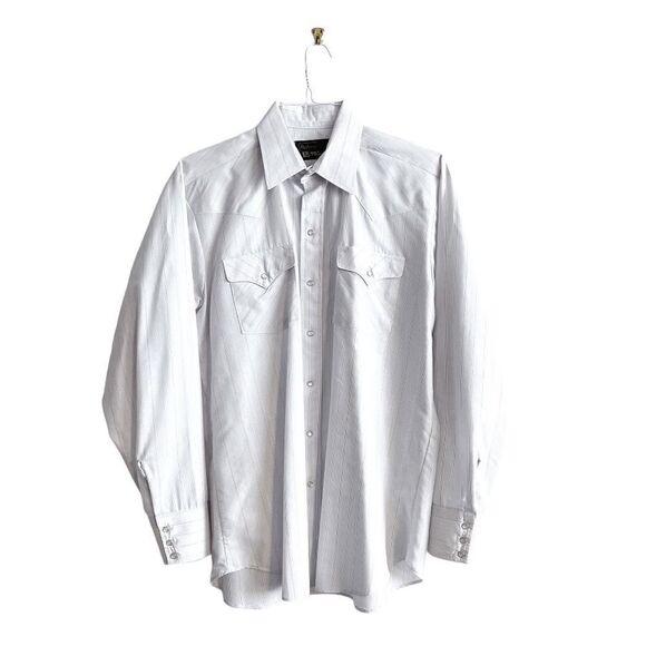 Panhandle Slim Mens Pinstriped Pearl Snap Button Up Western Shirt Gray Large - Picture 1 of 7